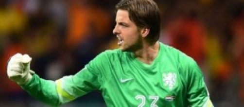 Tim Krul celebrates after saving penalty