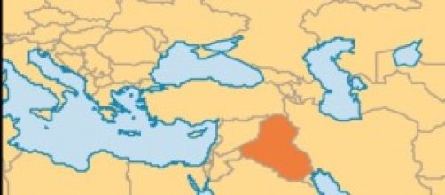 La mappa mostra la posizione dell'Iraq. 