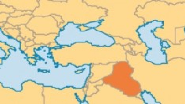 La mappa mostra la posizione dell'Iraq. 