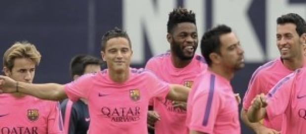Parte del Barça en un entrenamiento. Parte del Barça en un entrenamiento.