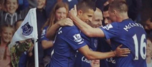 Celebración del Everton en uno de los goles Celebración del Everton en uno de los goles