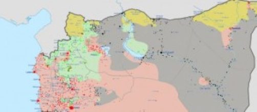 Siria. in grigio le zone controllate dall'Isis