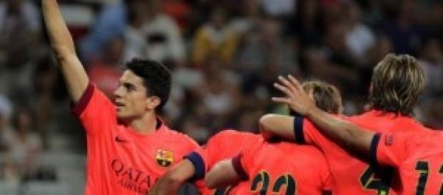 Los jugadores del Barça celebran el gol Los jugadores del Barça celebran el gol
