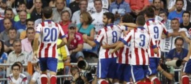 El Atlético celebra el primer gol El Atlético celebra el primer gol