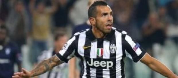 Tevez esulta dopo il gol al Malmo Tevez esulta dopo il gol al Malmo