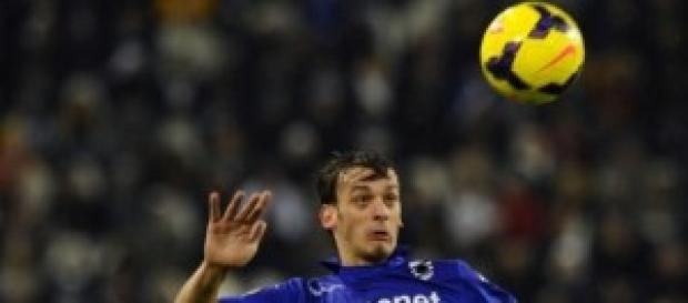 l'attaccante blucerchiato Gabbiadini l'attaccante blucerchiato Gabbiadini