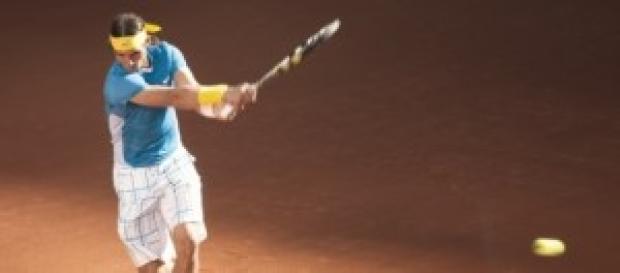 Rafael Nadal en un partido. Rafael Nadal en un partido.