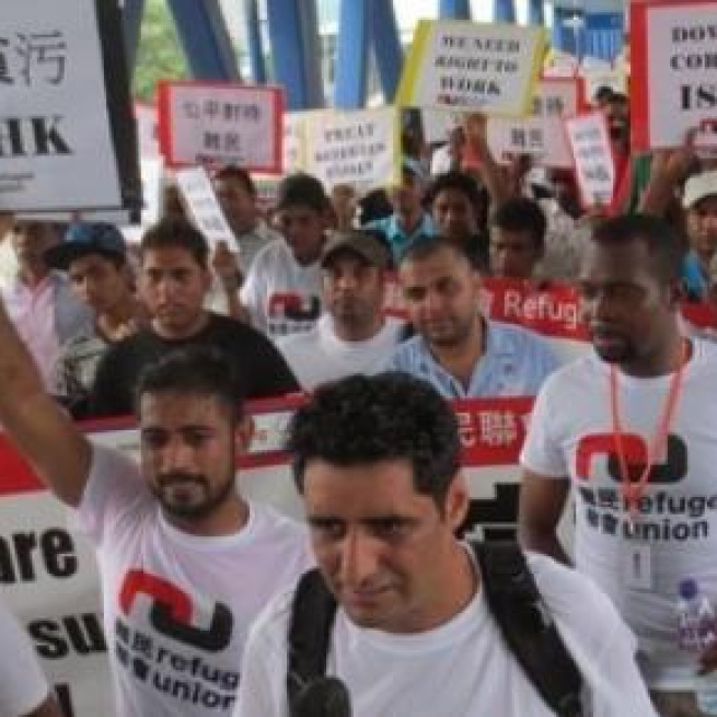 Asylum seekers protesting in Hong Kong