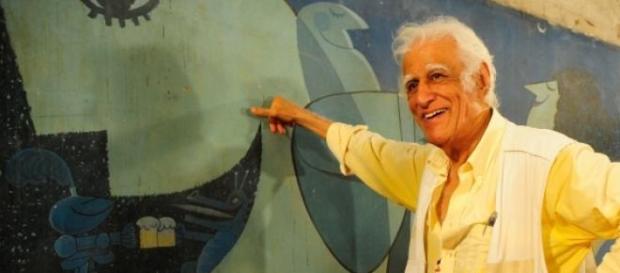 Ziraldo e seu mural "A última ceia" Ziraldo e seu mural "A última ceia"