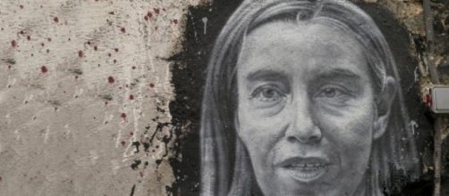A mural painting of Federica Mogherini
