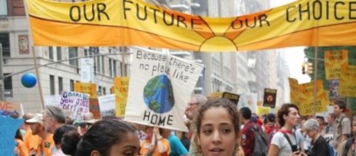 Youth at climate protest in Central park West, NY