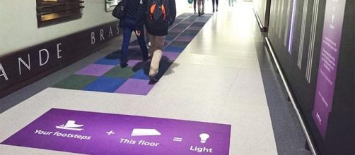 Pavegen floor harvests energy from footsteps