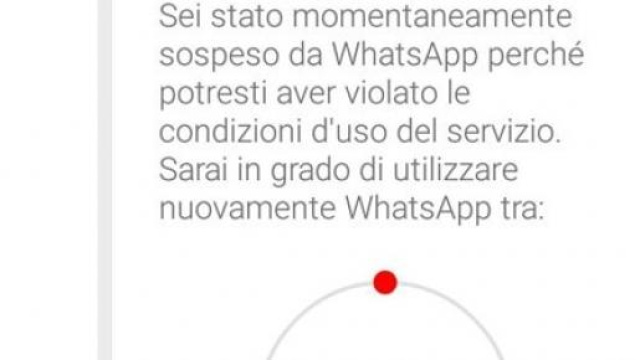 messaggio di sospensione del servizio WhatsApp