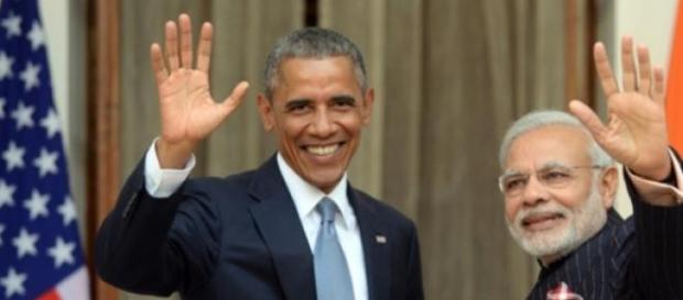 Barack Obama et Narendra Modri à New Delhi. Barack Obama et Narendra Modri à New Delhi.