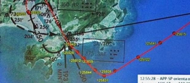 Trajeto do avião foi diferente do previsto Trajeto do avião foi diferente do previsto