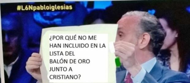 Parodia de un cartel de Eduardo Inda (Foto del A.) Parodia de un cartel de Eduardo Inda (Foto del A.)