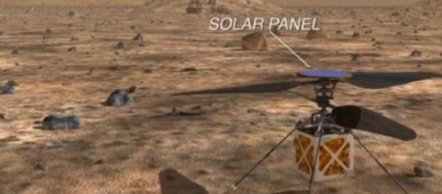Drone em Marte com painel solar Drone em Marte com painel solar