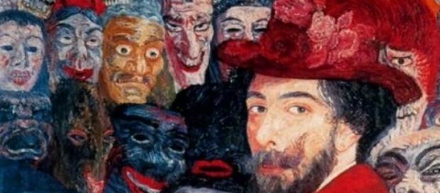 Parte de "Auto-retrato com máscaras" de Ensor Parte de "Auto-retrato com máscaras" de Ensor
