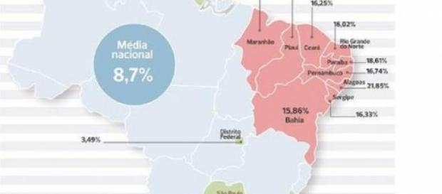 Mapa do analfabetismo no Brasil Mapa do analfabetismo no Brasil
