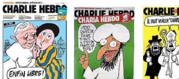 "Vingamos o profeta Maomé, matamos Charlie Hebdo". "Vingamos o profeta Maomé, matamos Charlie Hebdo".