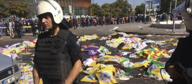 The remaining banners after the bombings The remaining banners after the bombings