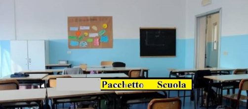 Un'aula di una scuola primaria di Manciano