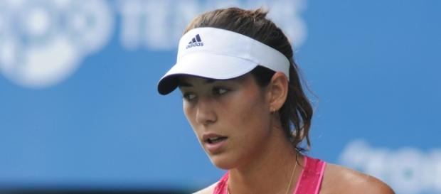 Garbiñe en un partido de 2014, tras un punto Garbiñe en un partido de 2014, tras un punto