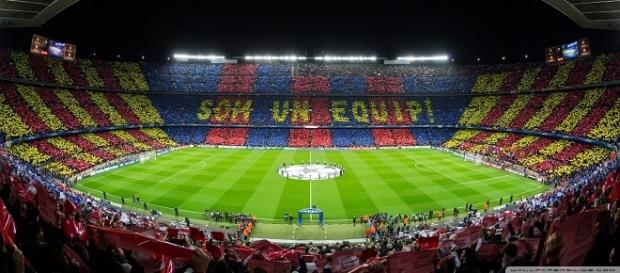 Mosaico del Barça antes de un partido de Champions Mosaico del Barça antes de un partido de Champions