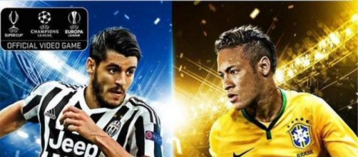 La copertina di PES 2016, con Morata e Neymar