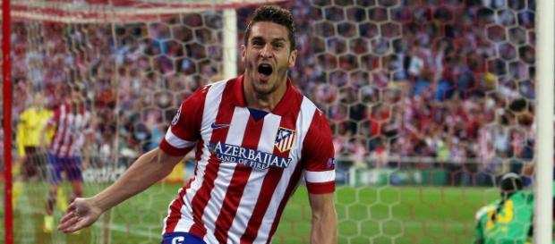koke celebra su gol frente al Barça koke celebra su gol frente al Barça