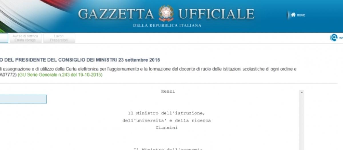 Bonus 500 Euro Miur Cosa è Scritto In Gazzetta Ufficiale I