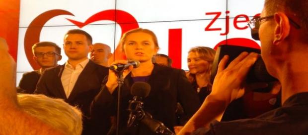 B. Nowacka tuż po ogłoszeniu wyników sondażowych B. Nowacka tuż po ogłoszeniu wyników sondażowych