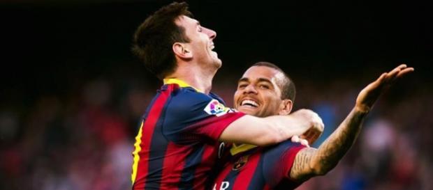 Lionel Messi und Daniel Alves vom FC Barcelona Lionel Messi und Daniel Alves vom FC Barcelona