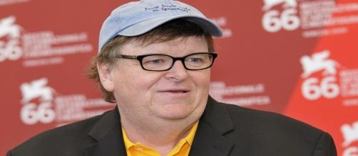 Il regista Michael Moore al Festival di Venezia