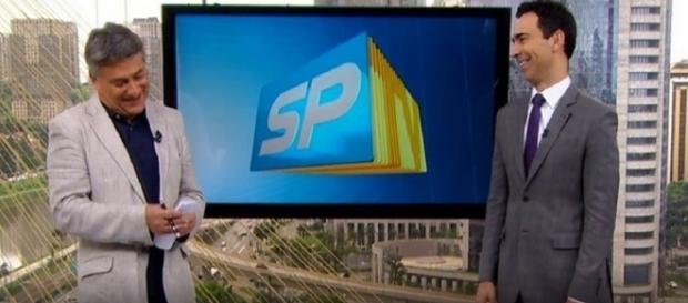 Cléber Machado e César Tralli se desentendem Cléber Machado e César Tralli se desentendem