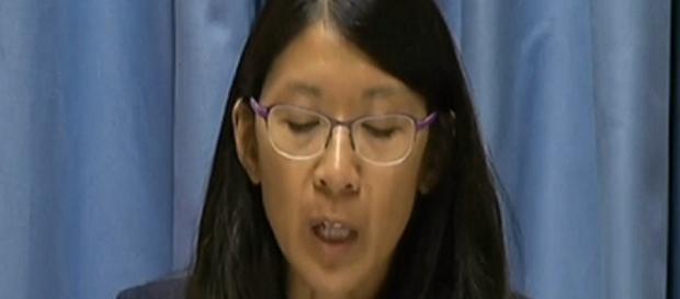 Joanne Liu s'exprimant à Genève sur le drame Joanne Liu s'exprimant à Genève sur le drame