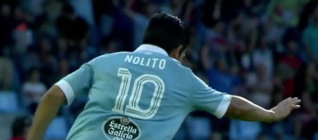 Nolito, celebrando un gol al Barcelona Nolito, celebrando un gol al Barcelona