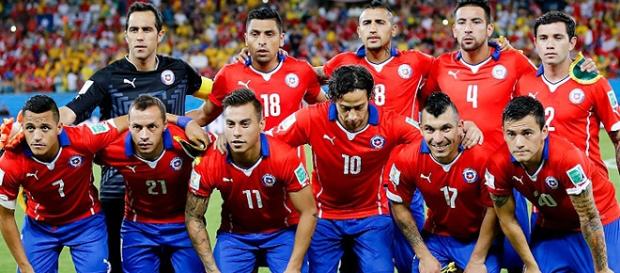 Seleção chilena em partida da Copa de 2014 Seleção chilena em partida da Copa de 2014