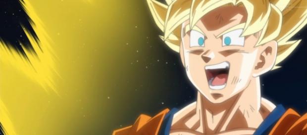 Goku riendo en su pelea contra Bills Goku riendo en su pelea contra Bills