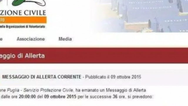 Allerta meteo in varie zone della Puglia