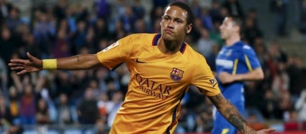 Neymar na comemoração do seu gol contra o Getafe Neymar na comemoração do seu gol contra o Getafe
