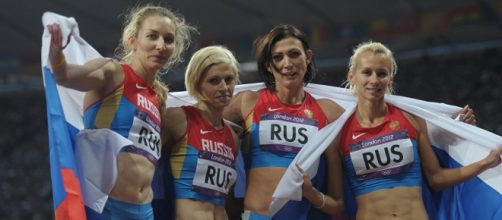 Atletas rusas festejando en Londres 2012