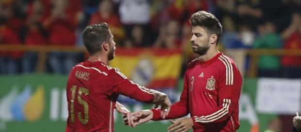 Sergio Ramos y Piqué, en un partido de España Sergio Ramos y Piqué, en un partido de España