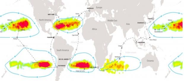 Itinerário da expedição e concentração de resíduos Itinerário da expedição e concentração de resíduos