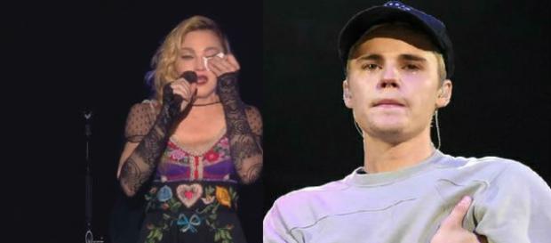 Justin Bieber e Madonna emocionados em show Justin Bieber e Madonna emocionados em show