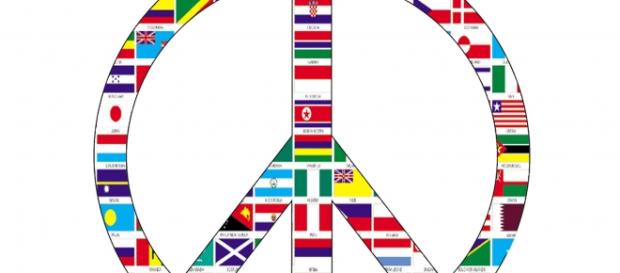 signo de la paz con la bandera de todos los países signo de la paz con la bandera de todos los países