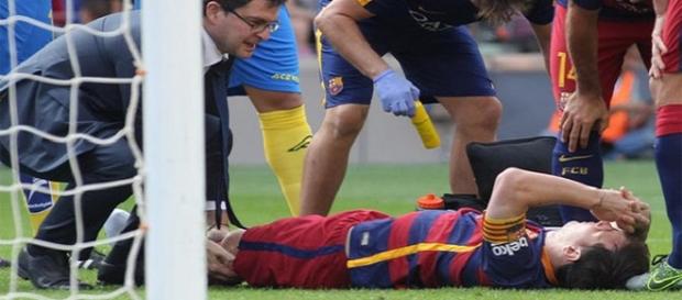 Leo Messi el día de su lesión. Leo Messi el día de su lesión.