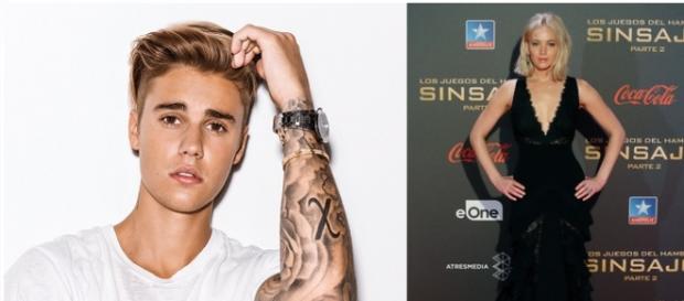 Justin Bieber y Jennifer Lawrence Justin Bieber y Jennifer Lawrence