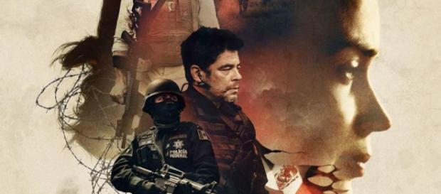 Blunt y del Toro en el cartel de la película Blunt y del Toro en el cartel de la película