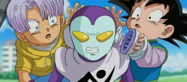 Jaco junto con Trunks y Goten en la casa de Bulma Jaco junto con Trunks y Goten en la casa de Bulma